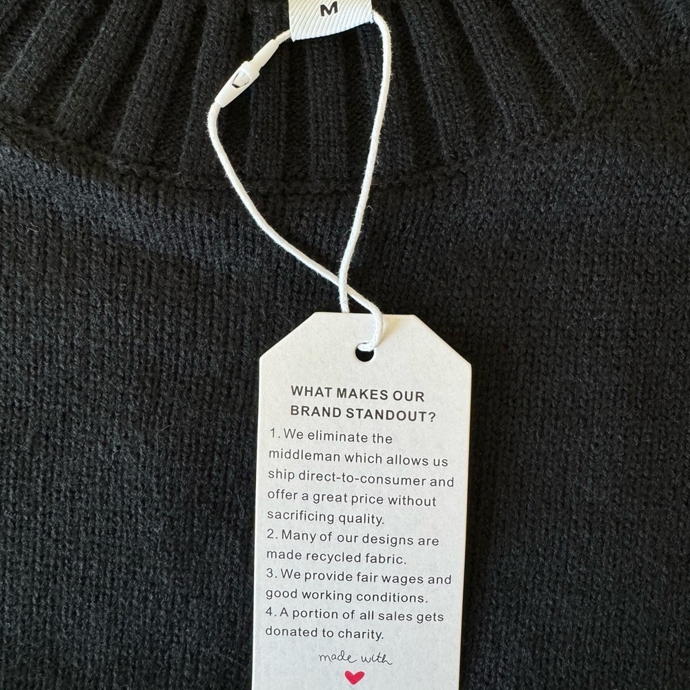 Black Mock Turtleneck Sweater with Red Accents - Picture 3 of 3